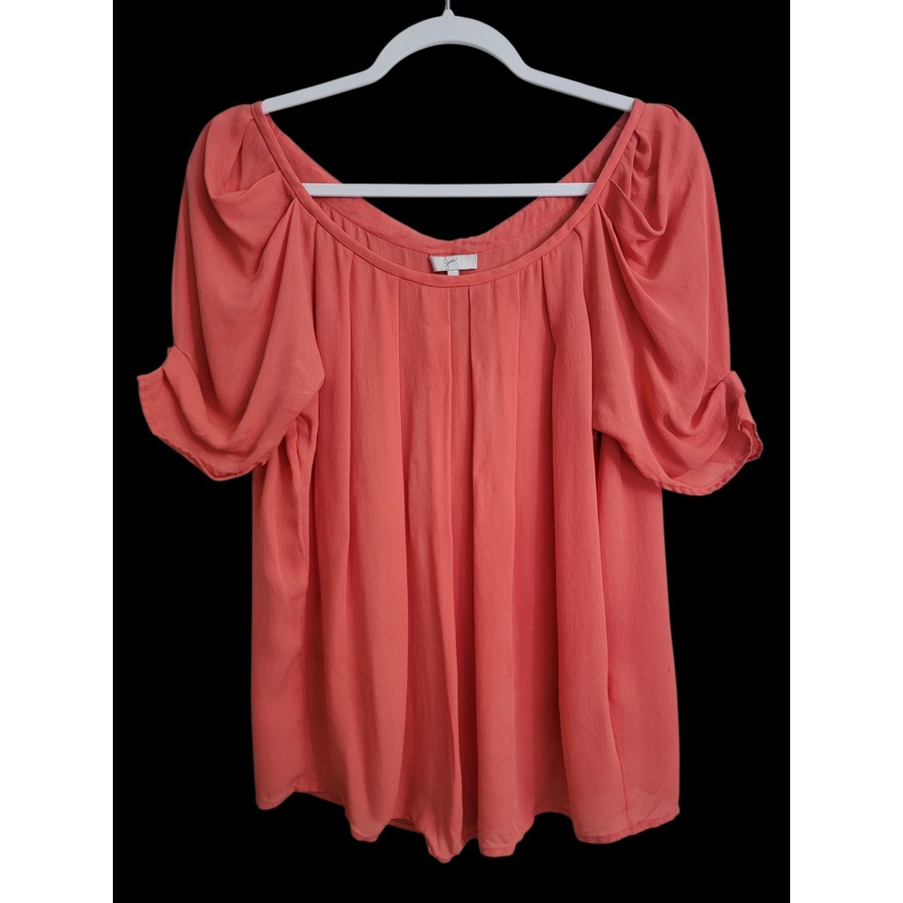 Joie 100% Silk Orange Puff Sleeve Tie Back Blouse Top Medium